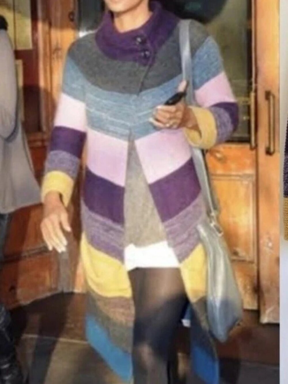 Theory Floriane Land Cardigan Sweater Angora Cashmere Mohair Striped Size Small